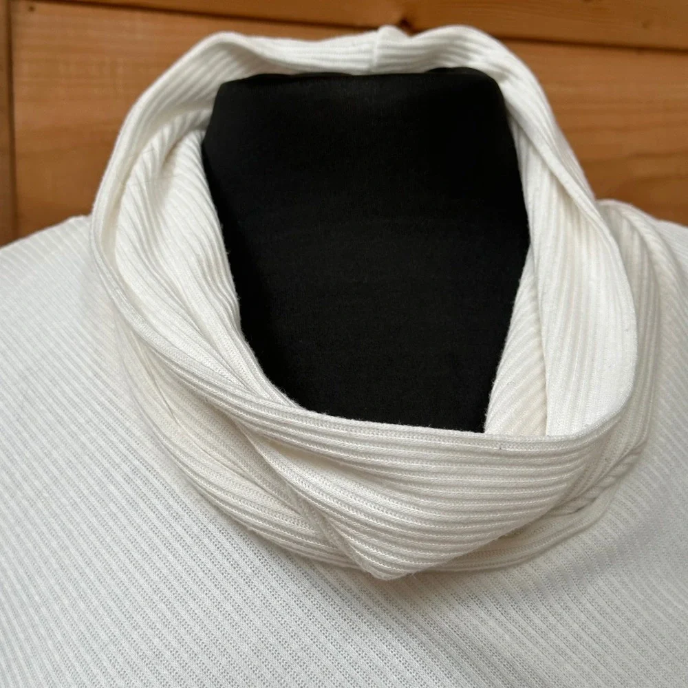 Robbie Bee White Ribbed‎ Cowl Neck Short Sleeve A-Line Dress Size M - Picture 6 of 10